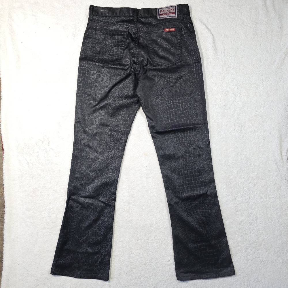 Paris Blues Vintage 1980's Midrise Flare Tiger Striped Pants Black 13 - Picture 5 of 10